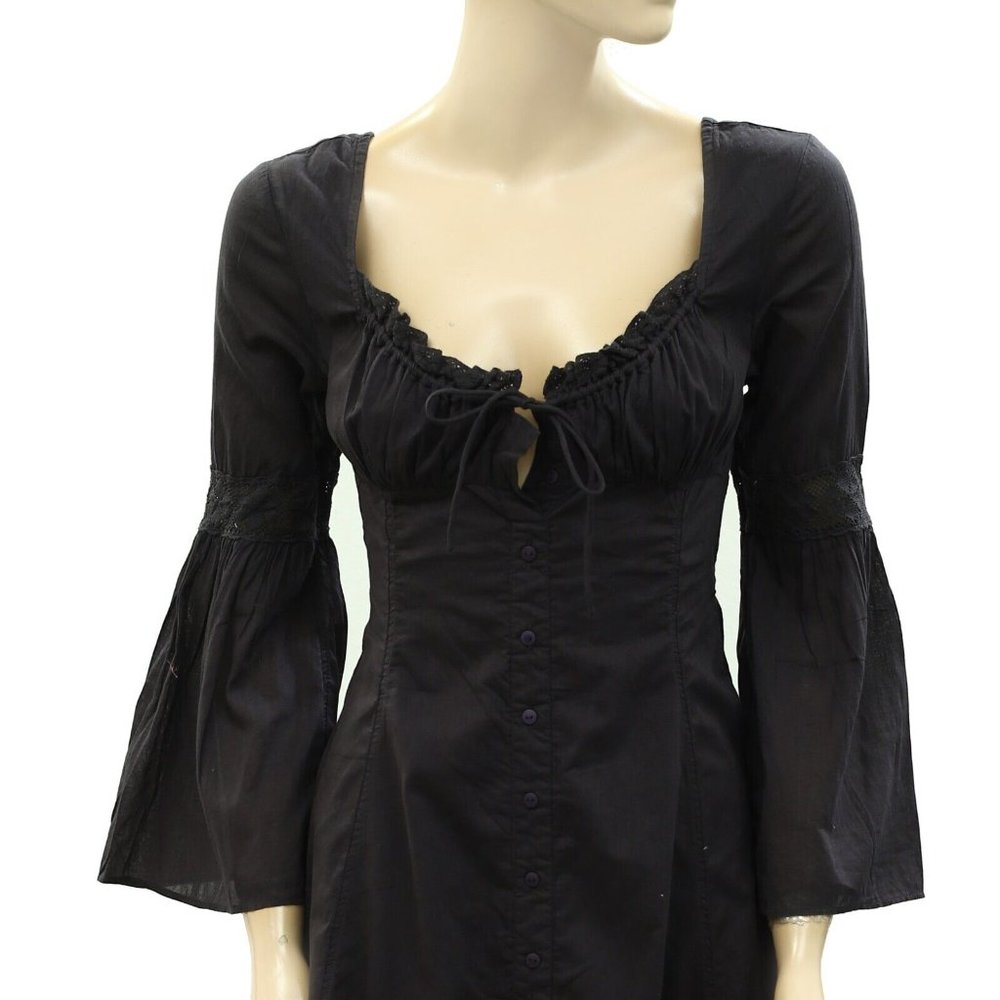 Urban Outfitters UO Carrie Corset Flute Sleeve Mini Dress Buttondown XS - Picture 6 of 8